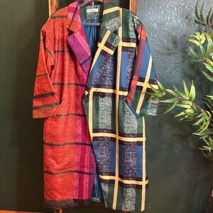 Fun loose contrast plaid jacket